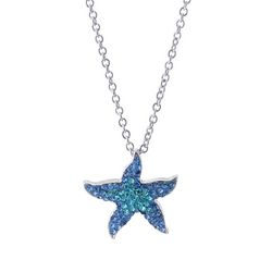 Beach Chic 16 In. Pave Starfish Pendant Chain Necklace