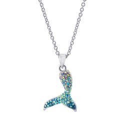 Beach Chic 16 In. Pave Mermaid Tail Pendant Necklace