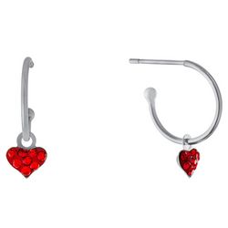 Piper & Taylor Silvertone Heart Charm Hoop Earrings