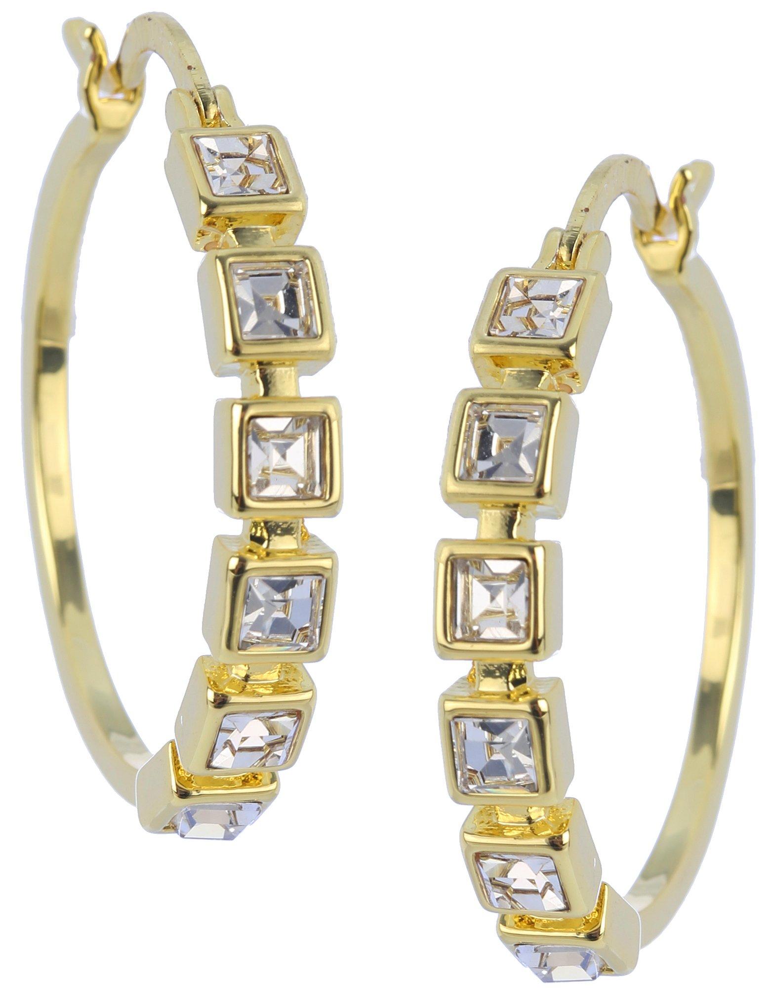 Piper & Taylor 1.25 In. Square Crystal Front Hoop Earrings