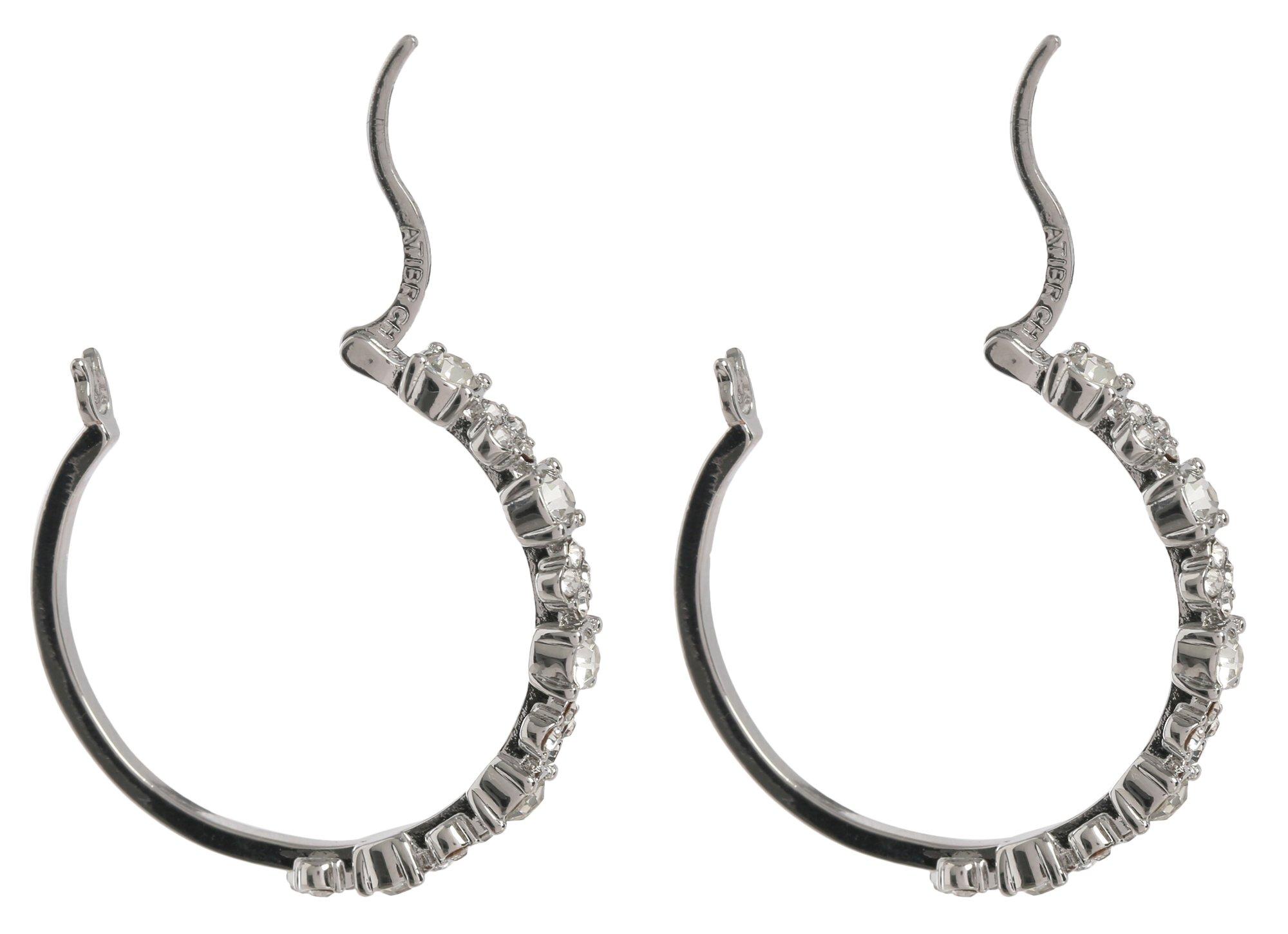 Piper & Taylor Crystal Silver Plate Hoop Earrings