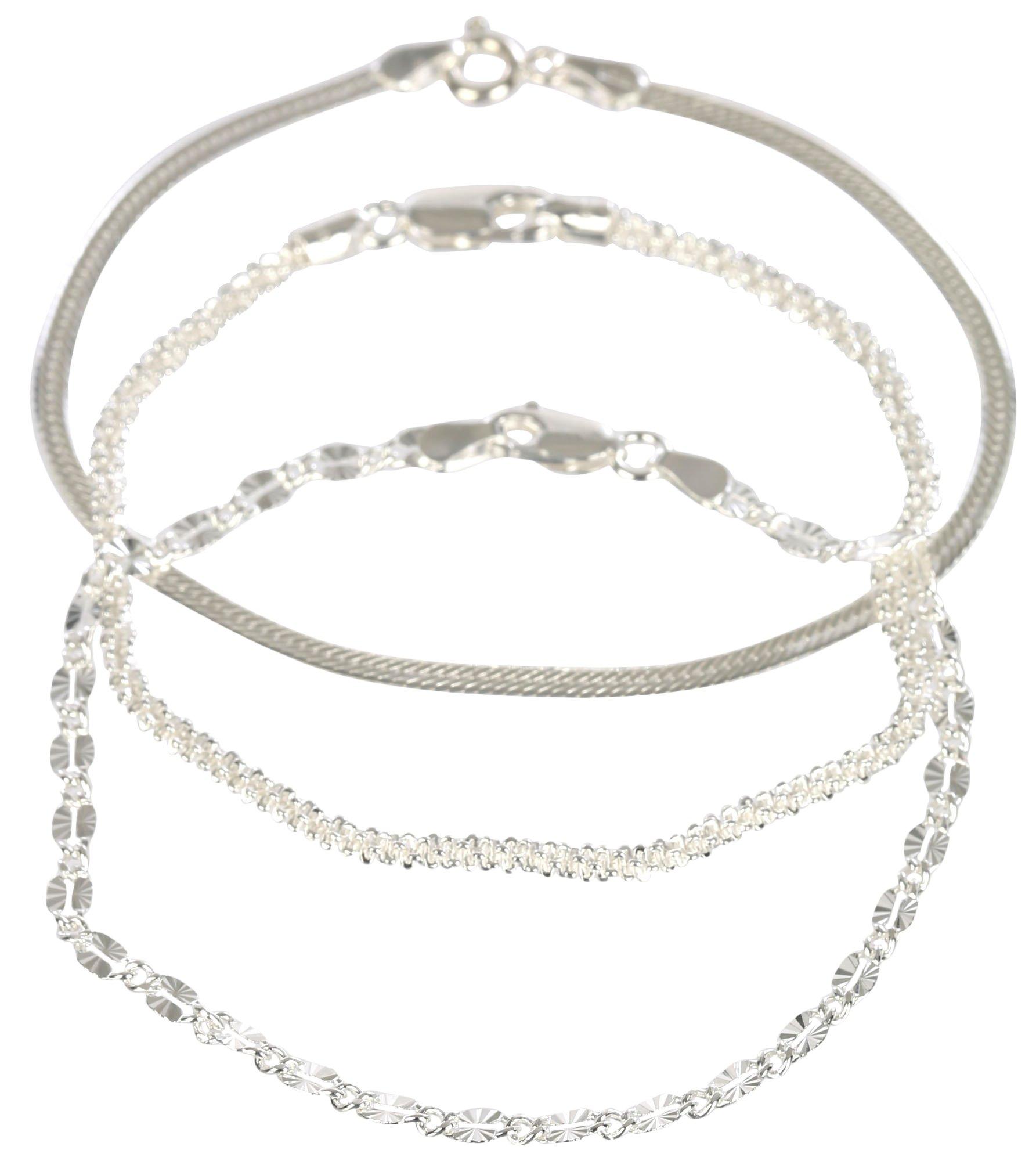Piper & Taylor 3-Pc. 7 In. Flat Textured Chain Bracelet Set
