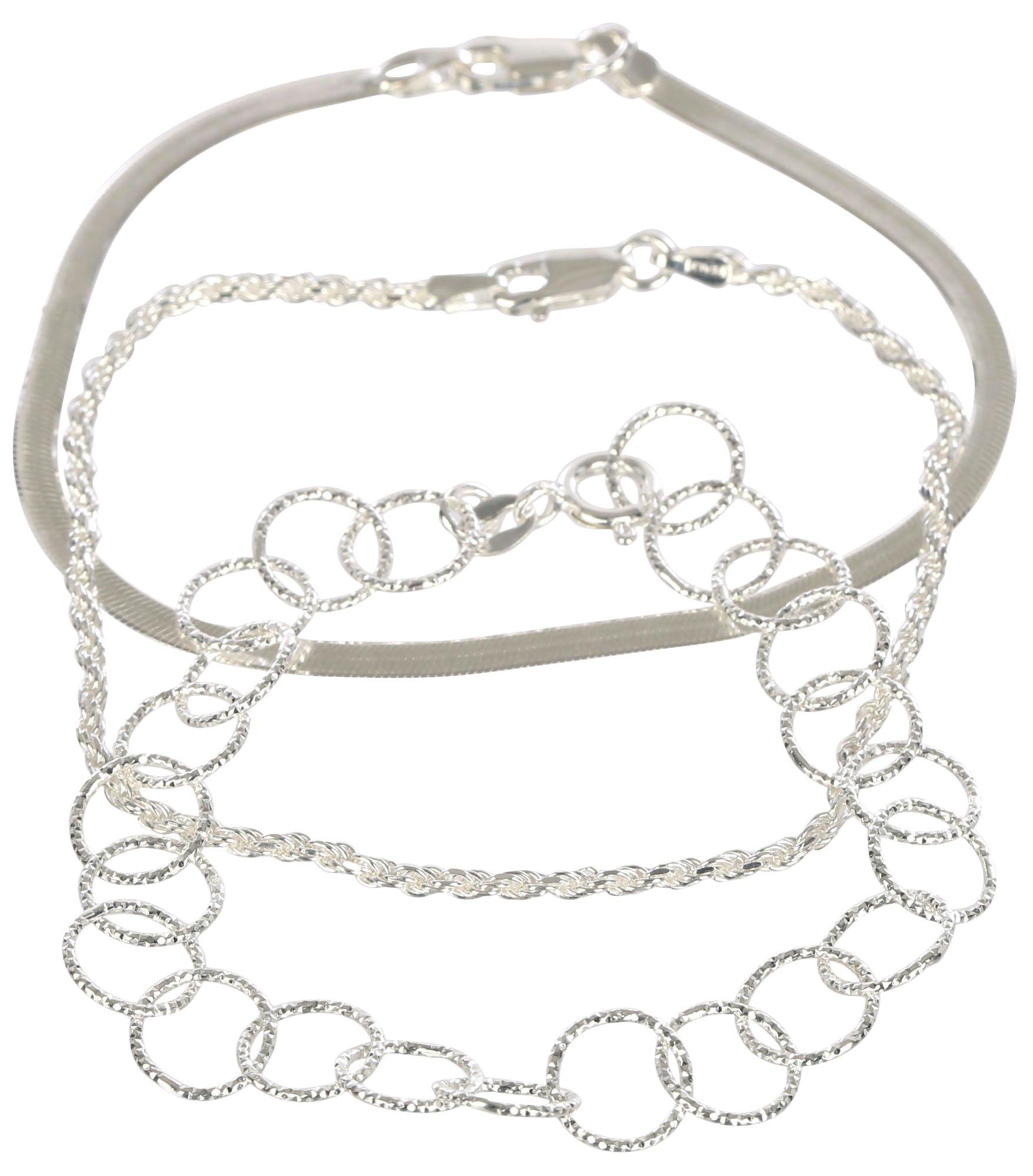 Piper & Taylor 3-Pc. 7 In. Flat Circle Chain Bracelet Set