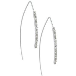 Piper & Taylor CZ Pave Silver Tone Threader Earrings