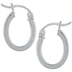 Piper & Taylor Oval Silver Tone Hoop Earrings