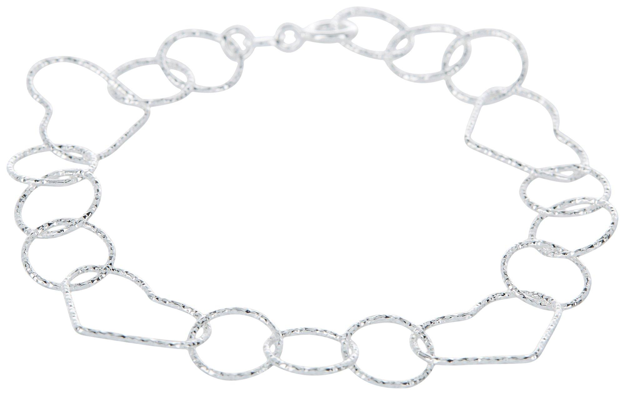 8'' Heart & Round Links Chain Bracelet