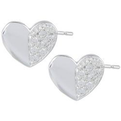 Piper & Taylor Pave Crystal Heart Silver Tone Stud Earrings