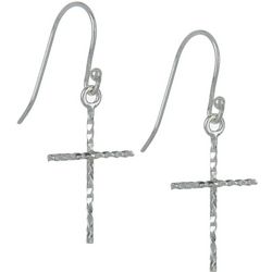 Piper & Taylor Textured Cross Silver Tone Dangle Earrings
