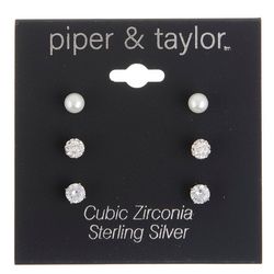 Piper & Taylor 3-Pc Cubic Zirconia Stud Earrings
