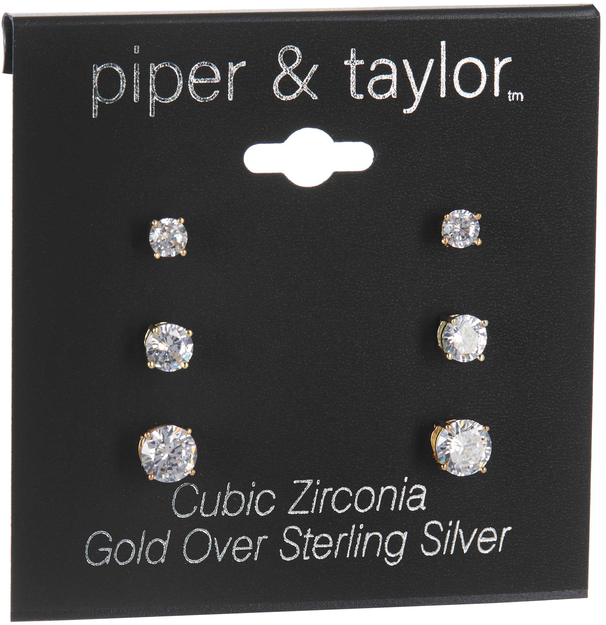 Piper & Taylor 3-Pc. Cubic Zirconia Stud Earrings