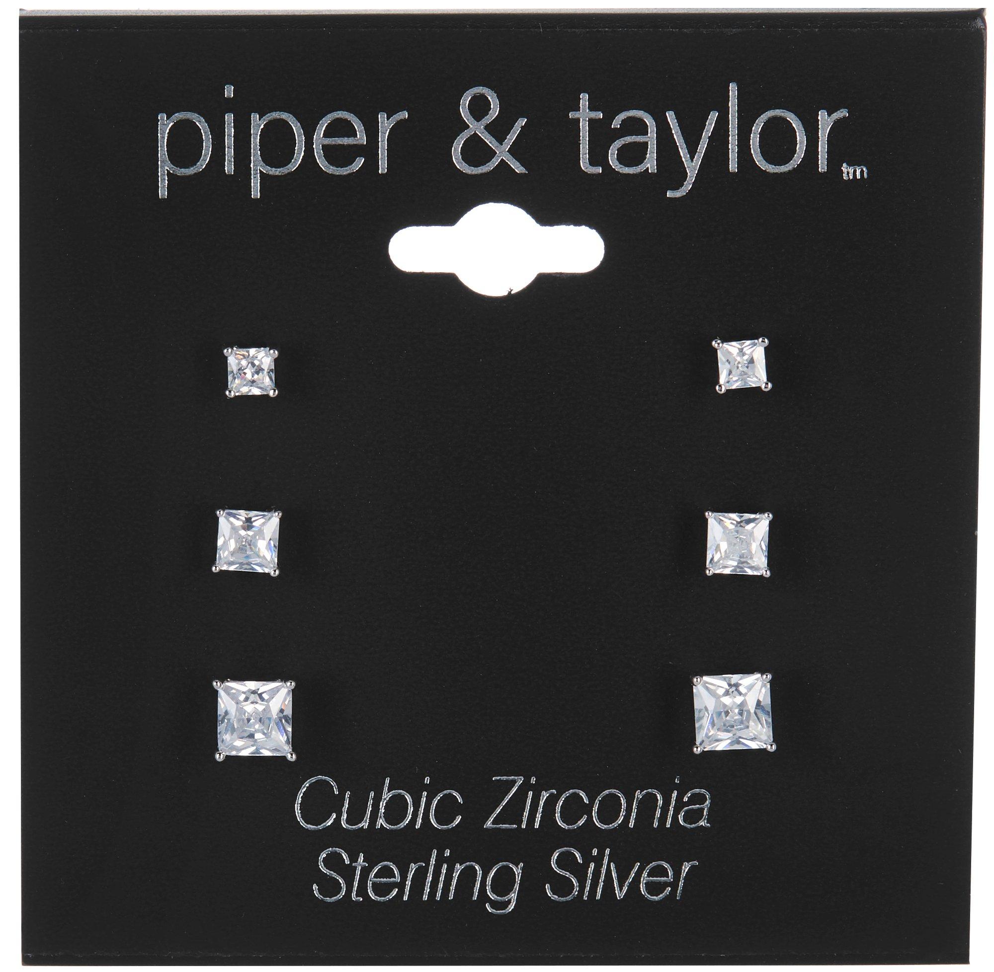 3-Pc. Cubic Zirconia Square Earrings