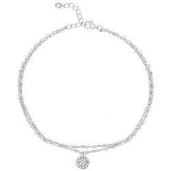 Piper & Taylor Silver Plate Cubic Zirconia Disc Charm Anklet