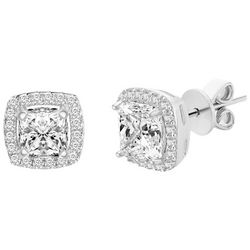 Piper & Taylor CZ Halo Square Stud Earrings