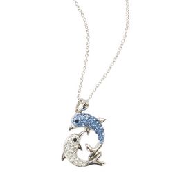 Piper & Taylor Pave Playing Dolphins Pendant Necklace