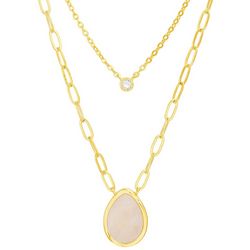 Piper & Taylor 2 Row Gold Chain Link Teardrop Necklace