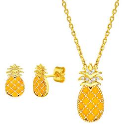 2-Pc. Pineapple Necklace & Stud Earrings