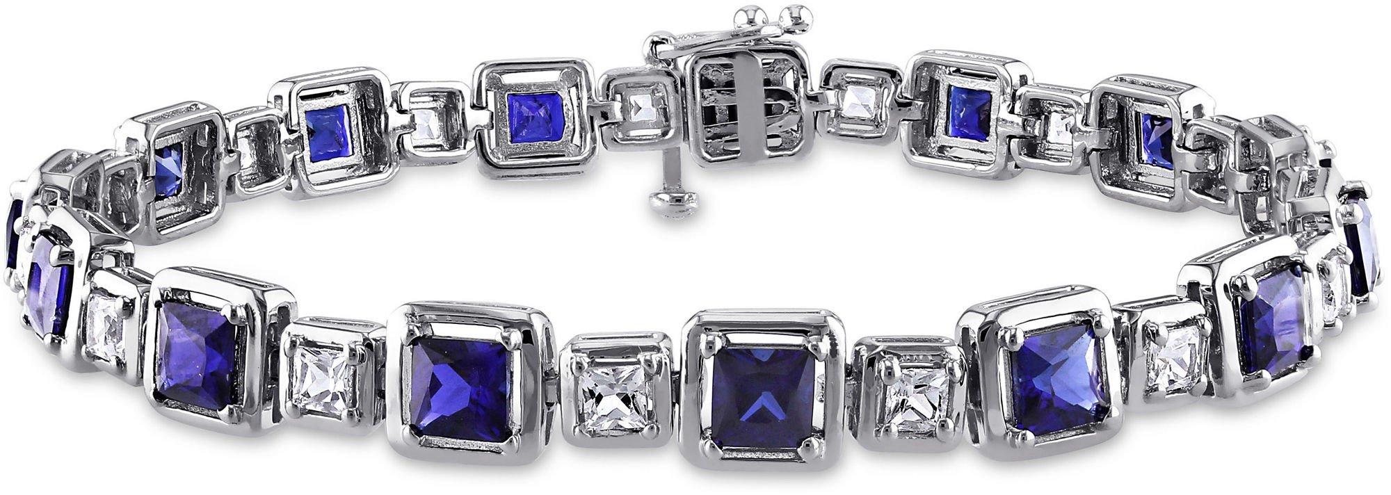 White & Blue Sapphire Square Bracelet