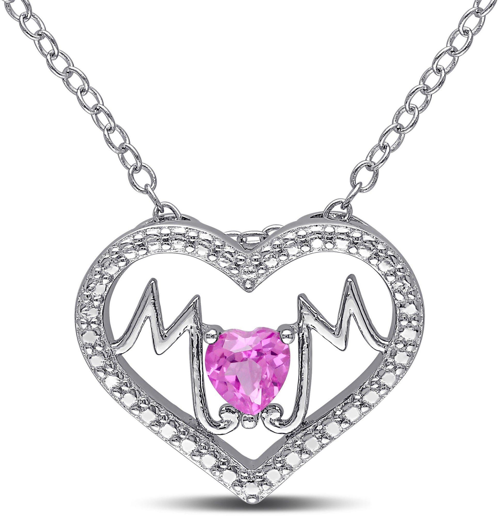 1/4-ct. T.G.W. Pink Sapphire Mom Necklace