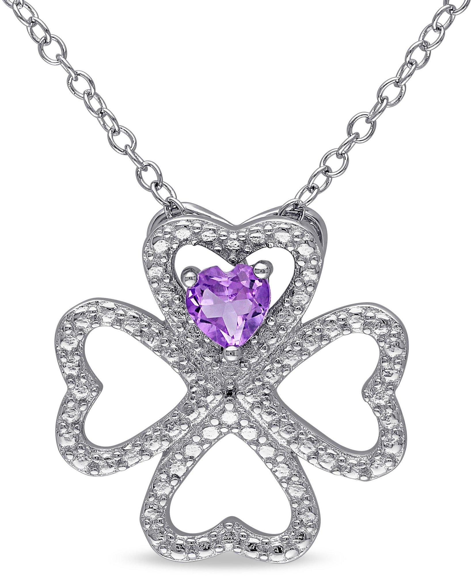 1/3-ct. T.G.W. Amethyst Clover Necklace