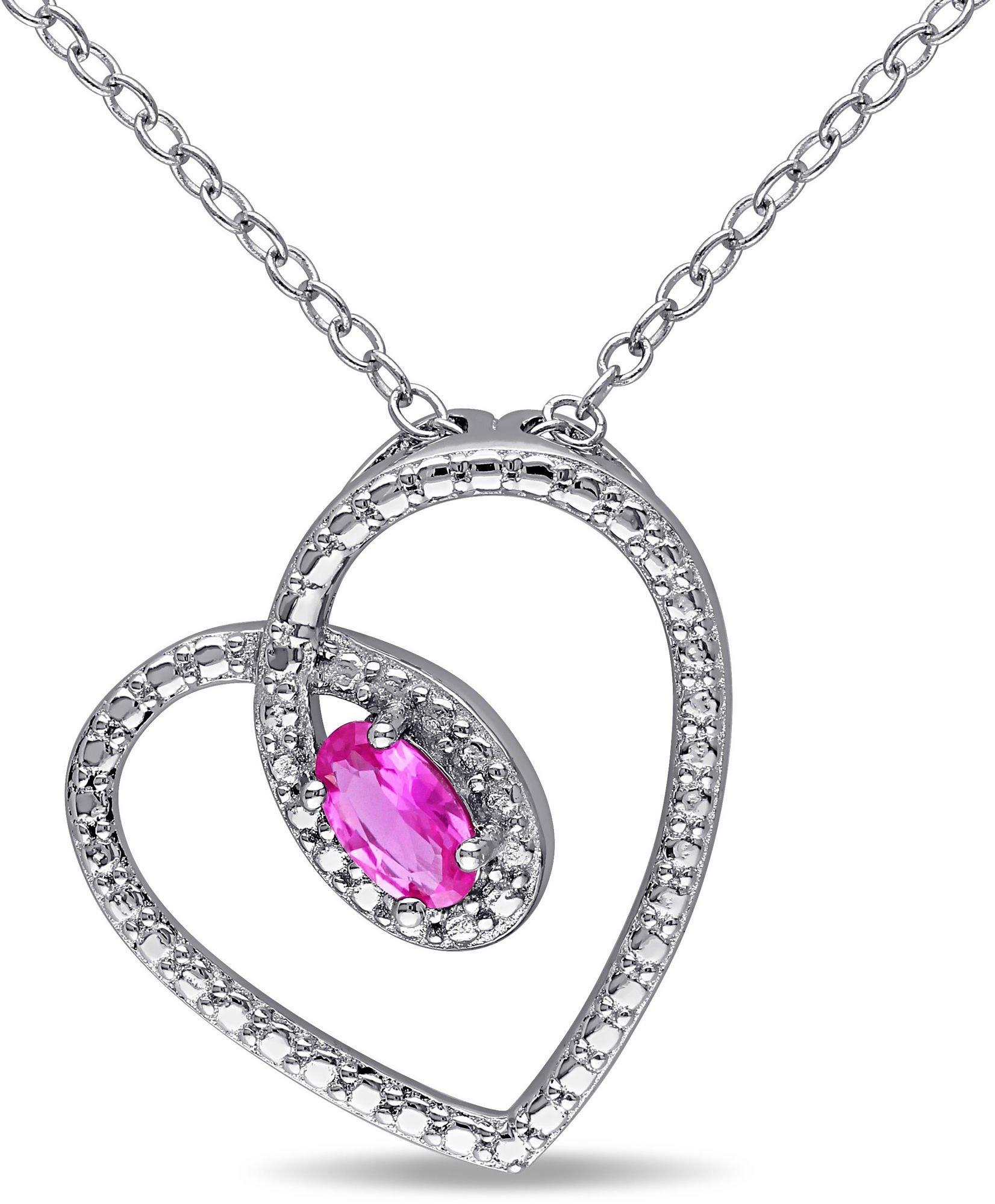 3/8-ct. T.G.W. Pink Sapphire Heart Necklace