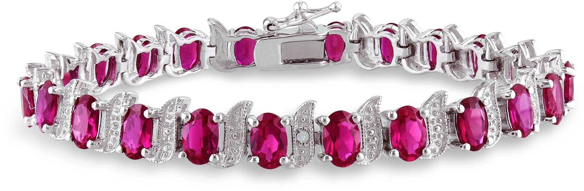 Ruby & Diamond Silver Bracelet