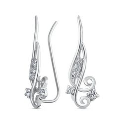 BLING Sterling Silver Modern Swirl Earrings