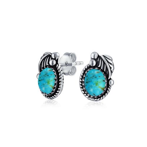BLING Sterling Silver Twisted Rope Turquoise Studs