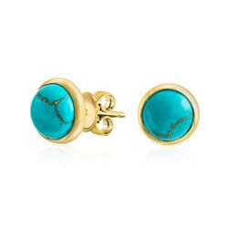 BLING Sterling Silver Gold Plated Turquoise Studs