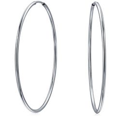BLING Sterling Silver Thin Continous 1'' Hoops