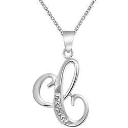 BLING Sterling Silver Cursive 'C' Initial Pendant Necklace