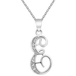 BLING Sterling Silver Cursive 'E' Initial Pendant Necklace