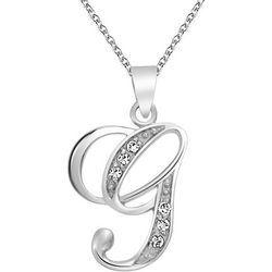 BLING Sterling Silver Cursive 'G' Initial Pendant Necklace