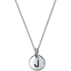 BLING Sterling Silver Round 'J' Initial Pendant Necklace
