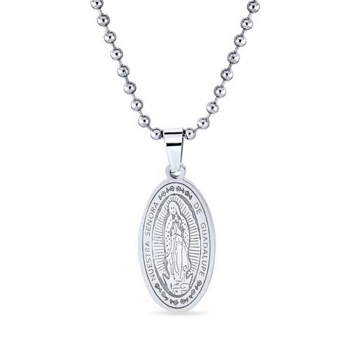 BLING Our Lady of Guadelupe Silver Pendant Necklace