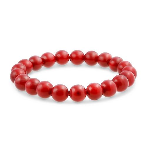 BLING Dyed Red Coral Bead Stretch Bracelet