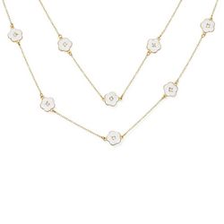 BLING Pearl Clover Flower 36'' Necklace
