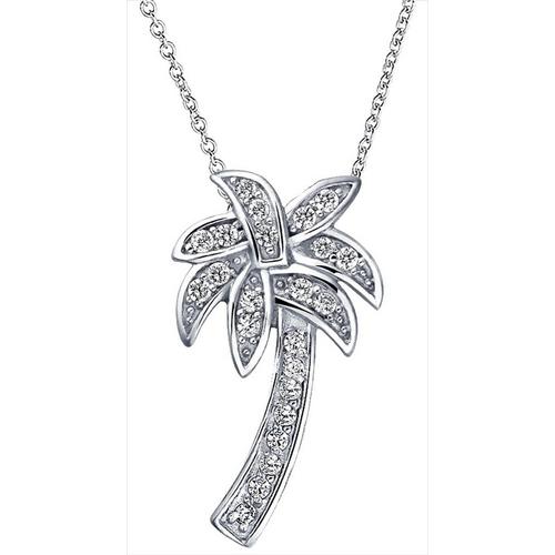 BLING Pave Cubic Curconia Palm Tree Necklace