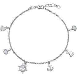 Sterling Silver Nautical Charm Anklet