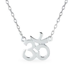 BLING Sterling Silver 16 Inch Om Pendant Necklace