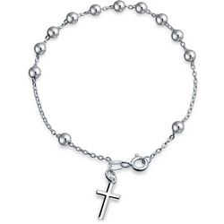 BLING Sterling Silver Beaded Rosary Bracelet