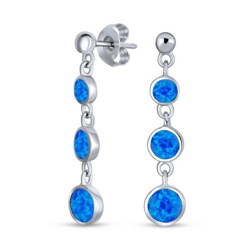 BLING Graduated Blue Opal Bezel Drop Earrings