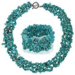 Multi Strand Turquoise Bracelet & Necklace