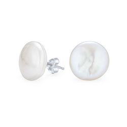 BLING Freshwater Cultured Pearl Coin Stud Earrings