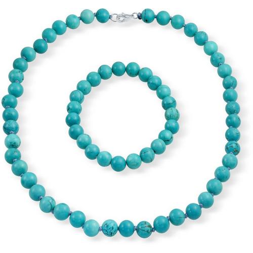 BLING Turquoise Beaded Necklace & Bracelet Set