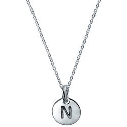 BLING Sterling Silver Round 'N' Initial Pendant Necklace