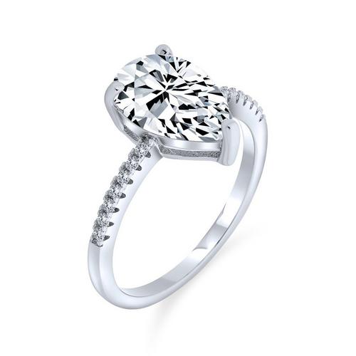 BLING Sterling Silver Pear Cubic Zuconia Ring