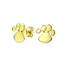 BLING Golden Glow Paw Print Stud Earrings