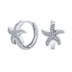 BLING Jewelry Starfish Huggie Hoop Earrings