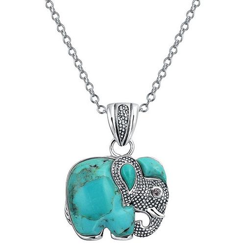 BLING Jewelry Turquoise Elephant Pendant Necklace