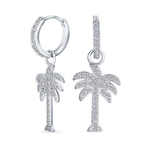 BLING Jewelry Palm Tree Huggie Dangle Earrings